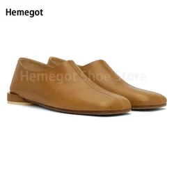 Low Top Square Toe Slip-On Men Shoes Soft Genuine Leather Fashion Non-Slip Bottom Comfort Male's Shoes Loafers Casual Shoes