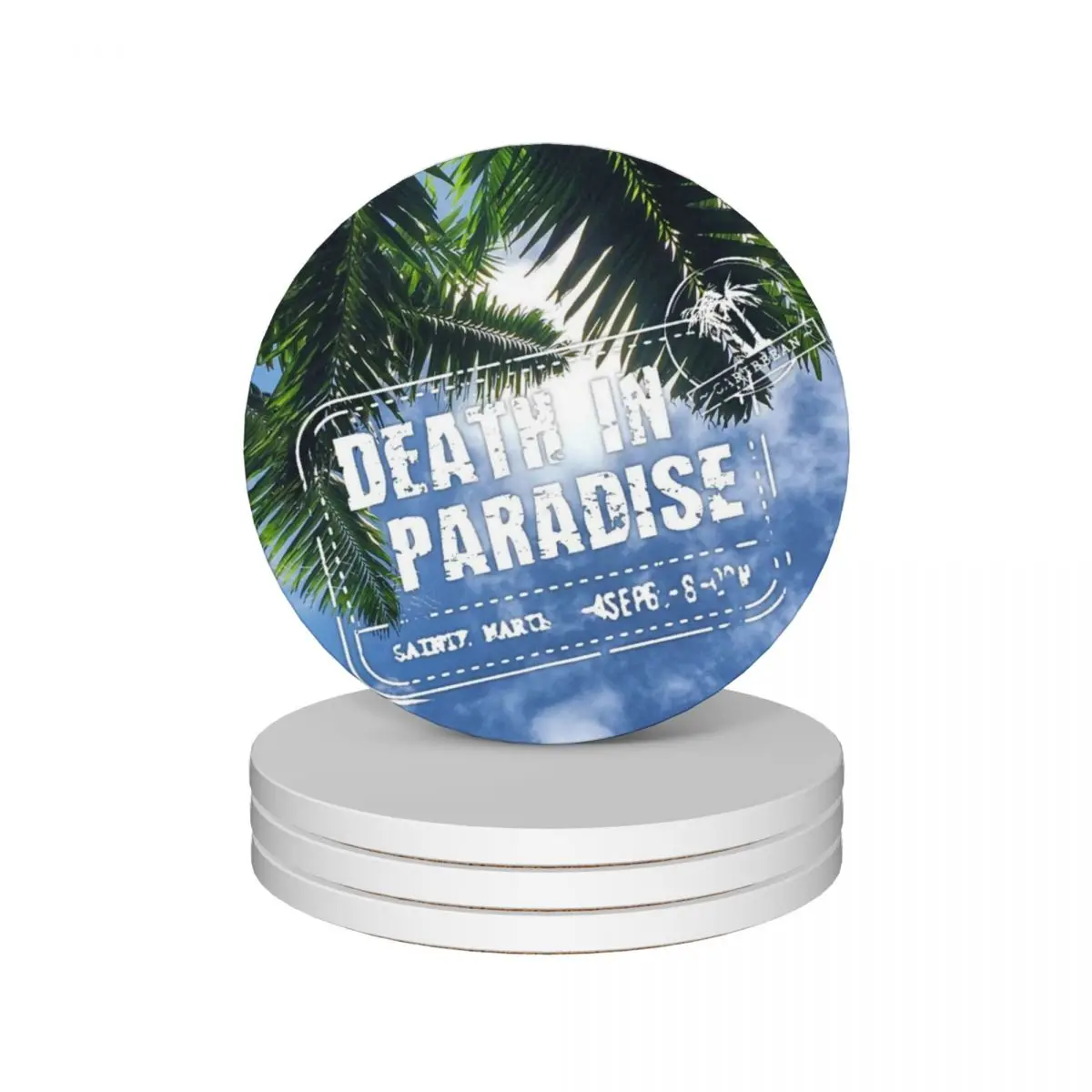 

BBC Death in Paradise Logo Ceramic Coasters (Set of 4) cute kitchen supplies cute drinks Coasters