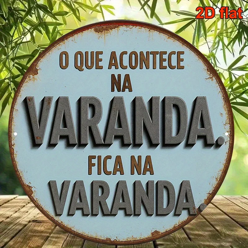 1pc, Round Portuguese Style Wooden Sign, Vintage Decorative Plaque, Reads 