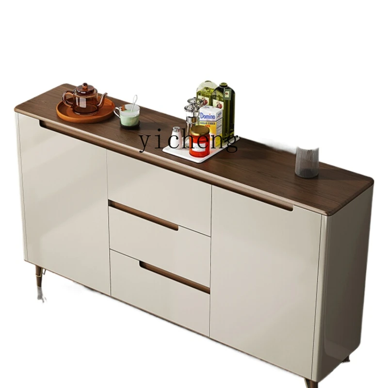 

ZK the Pattern of Walnut Solid Wood Sideboard Wall-Mounted Modern Simple Bright Paint Locker