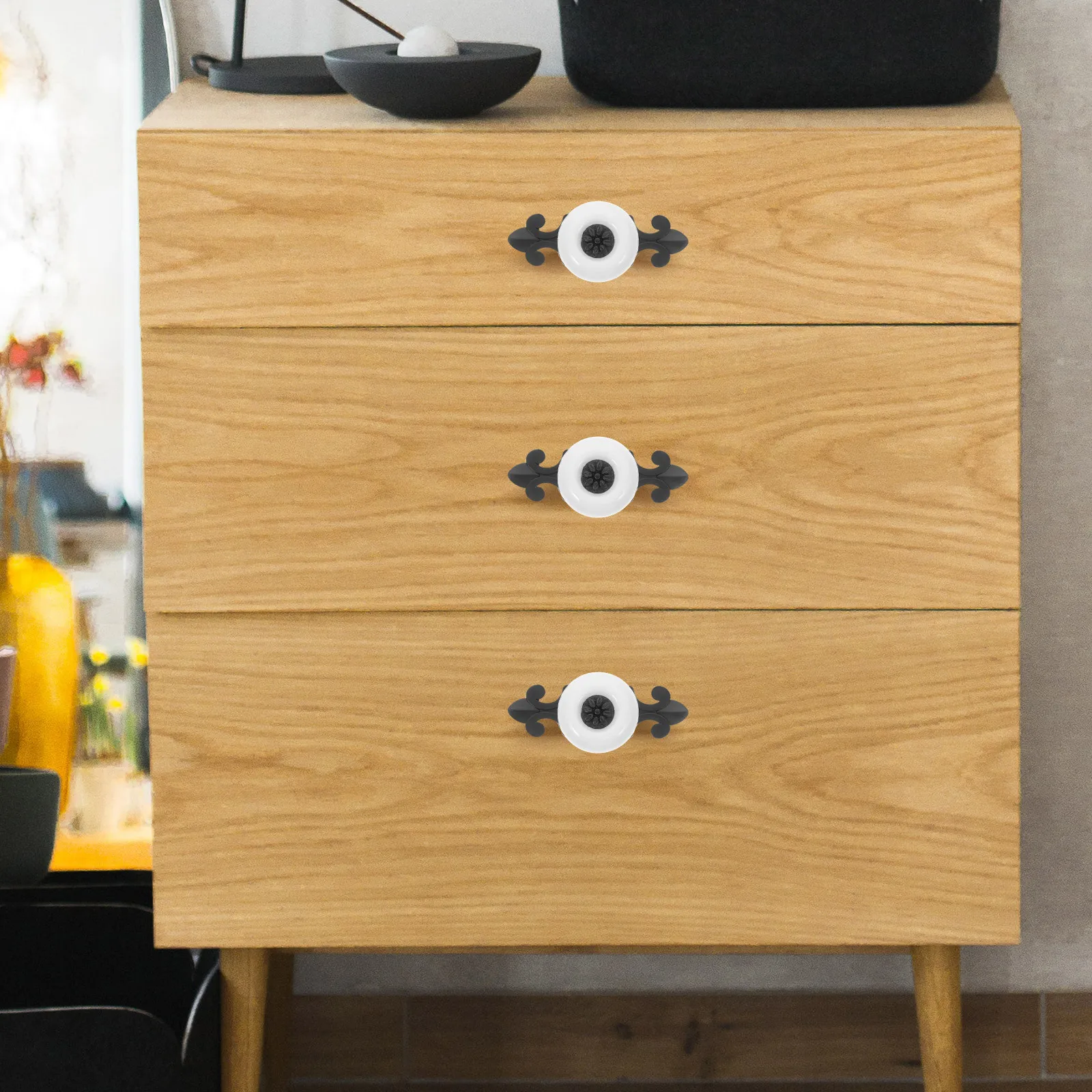 

5Pcs Ceramic Drawer Knobs Vintage Cabinet Handles Ergonomic Grip for Kitchen Bathroom Cupboard Furniture Decorative Hardware