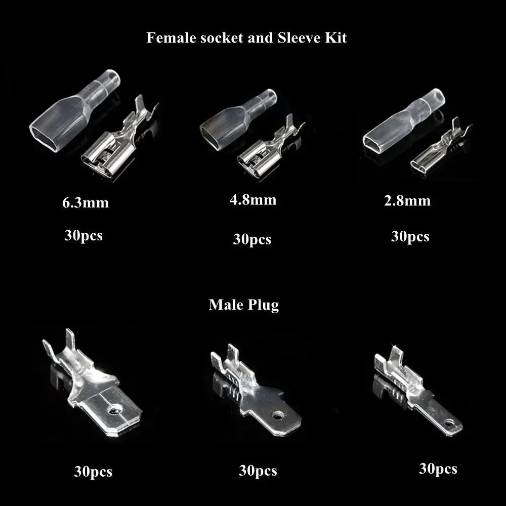 270pcs Crimping Terminal 2.8/4.8/6.3 Mm Insulation Electrical Wire Connector Male and Female Plug Spring Terminal Kit