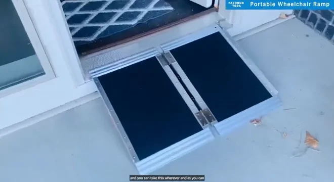 Портативный нескользящий алюминиевый пандус для инвалидов с ручкой, ручной пандус для инвалидных колясок, доступный для инвалидных колясок