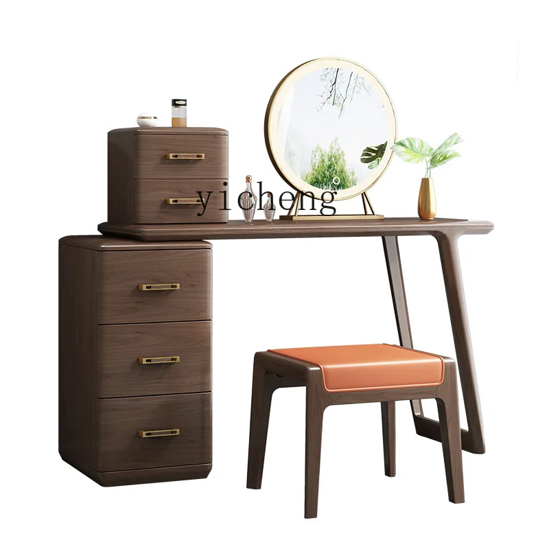 Solid Wood Dressing Table with Mirror Makeup Table Modern Minimalist Bedroom Intelligence