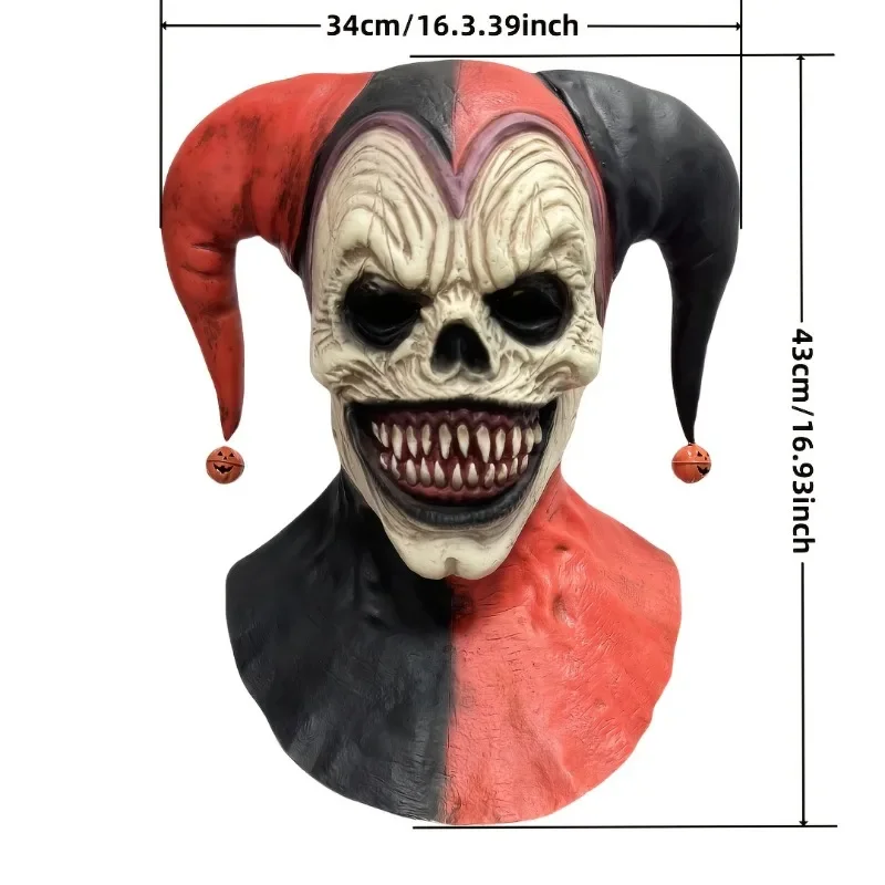 New Scary Clown Full HeadMask with Adjustable Eyes Ventilated Latex Costume for Halloween Pranks & Cosplay Adult Cartoon Party