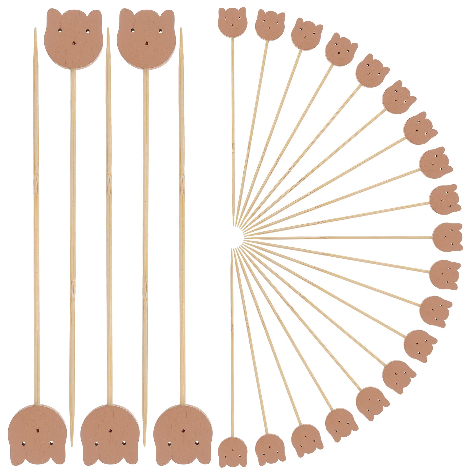 

100 Pack 4 7 Inch Bamboo Cocktail Picks Fruit Sticks Smooth Surface Decorative Bear Skewers Wooden Toothpicks Party Supplies