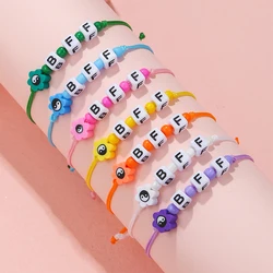 7Pcs/set Adjustable Rope Taichi Soft Clay Letter BFF Bracelets for Besties Girls Daughter Sisters Friendship Gifts