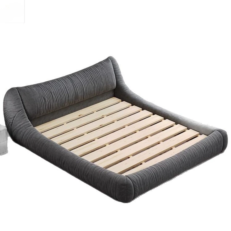 

Минималистичная кровать из технологичной ткани, простая, современная, из фланели, высококачественная, атмосферная, как у интернет-знаменитостей, двуспальная.