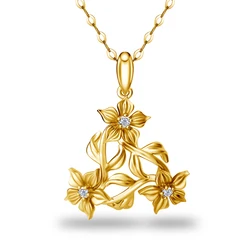 With Certificate Moissanite Flower Necklace Gold For Women Natural Stone Pendant Diamond Jewellery With Chain Luxury Gift 2024