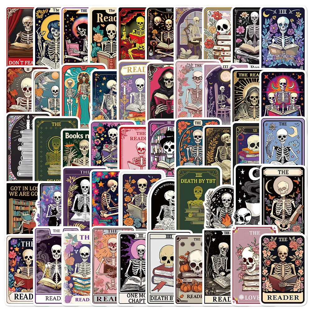 

10/50PCS Cool Reader Dusty Book Reading Tarot Card Stickers for Students School Season Gifts Scrapbooking Notebooks Sticker