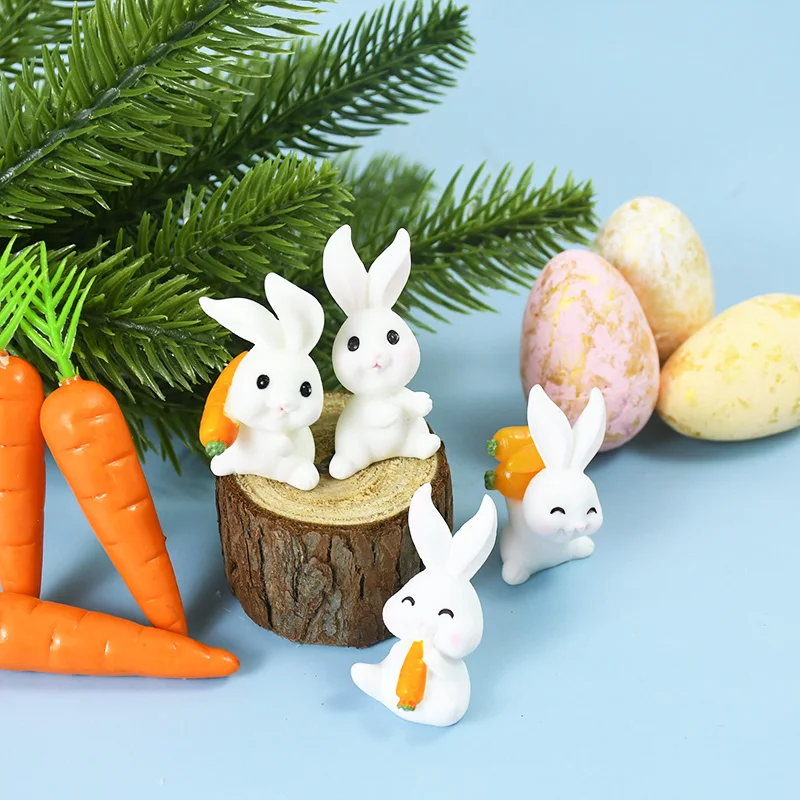 Easter Resin Lovely Rabbit Micro Landscape Decoration Easter Party Bunny Ornaments DIY Home Decor Fairy Garden Ornament Supplies