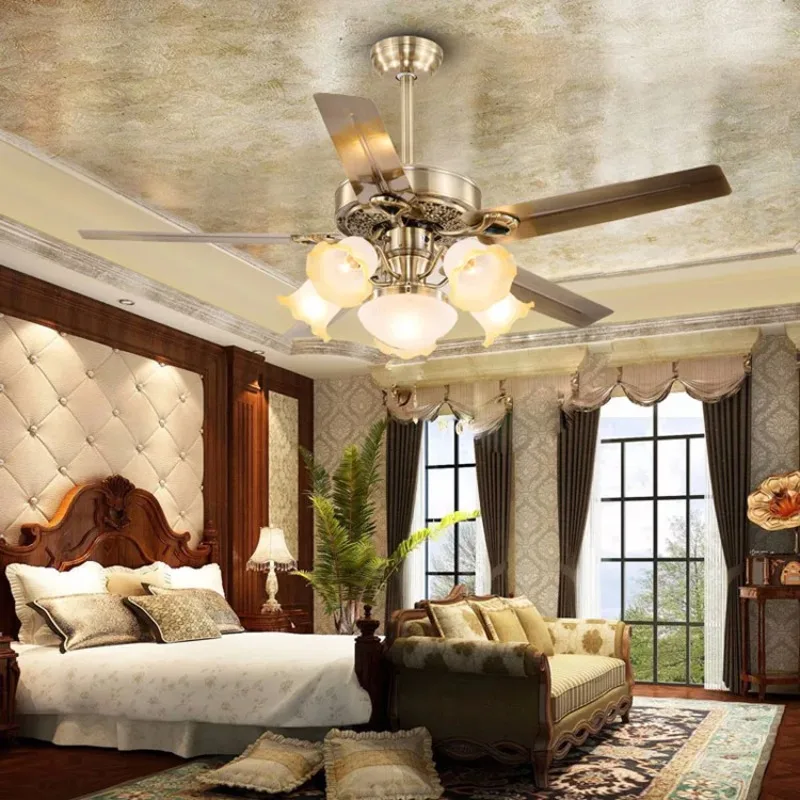 

Оптовая продажа, вентиляторы в стиле ретро, винтажный пульт дистанционного управления, современный цветочный светодиодный потолочный вентилятор со светом