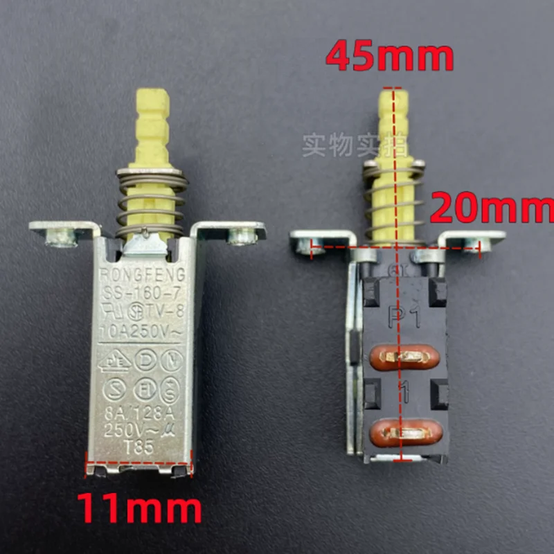 1 PCS RONG FENG SS-160-7 Interruptor de alimentação de travamento automático TV-8 com botão de bloqueio 10A botão chave