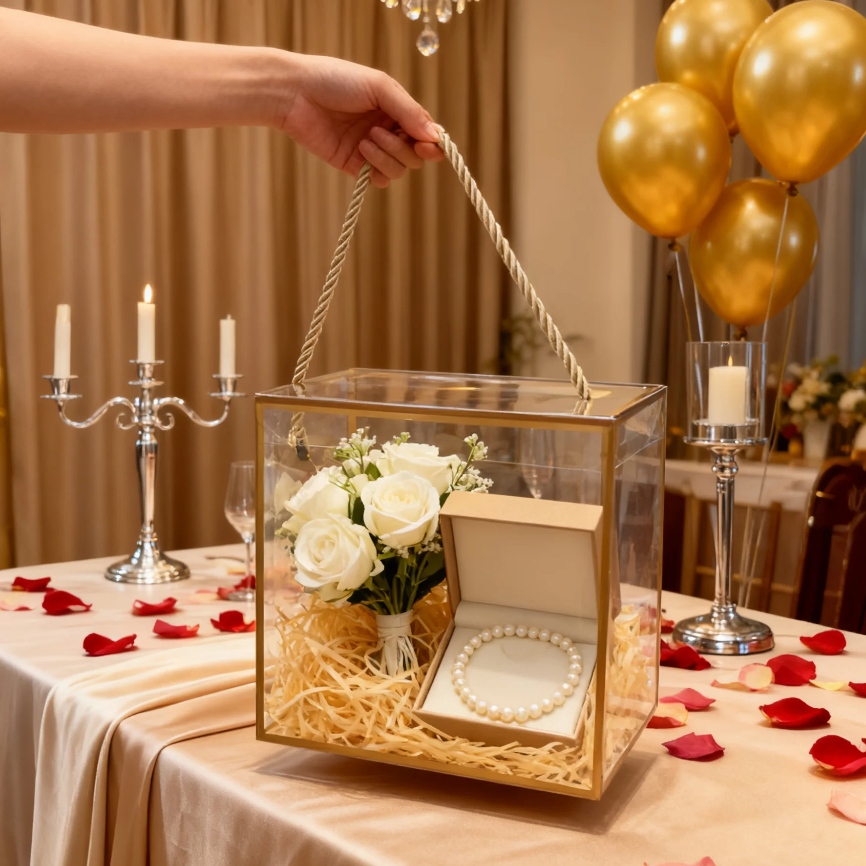 

5Pcs clear PVC gift boxes with polyester rope. suitable for Valentine's Day, Christmas, birthday parties, holiday gifts