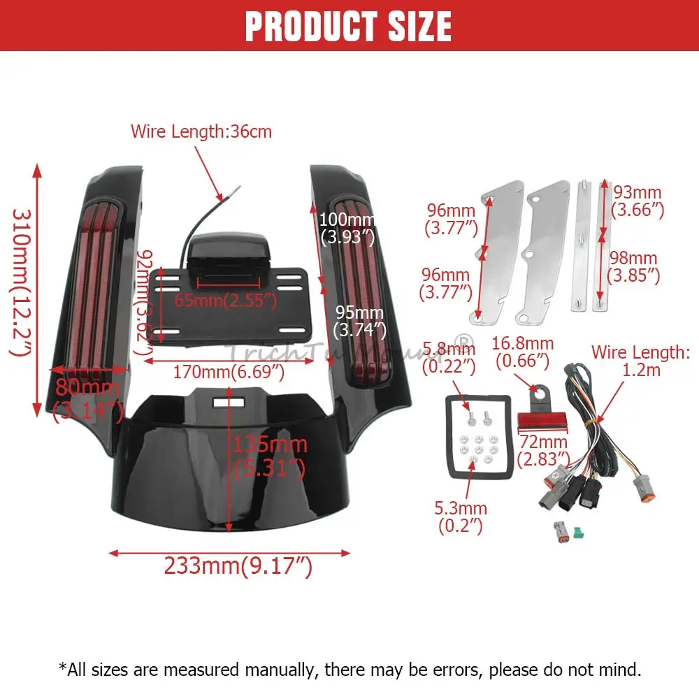 Rear Fender Extension Fascia w Light Fits For Harley Road King Street Electra Glide Special Ultra Classic 2014-2020 Motorcycle
