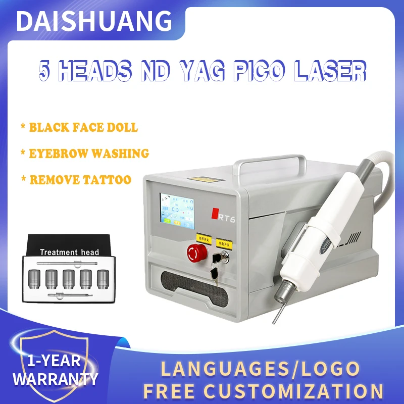 Portable Picosecond Q switch Nd Yag laser Tattoo Removal Machine 1064nm 532nm 1320nm Skin Whitening Eyesbrow Pigment Removal