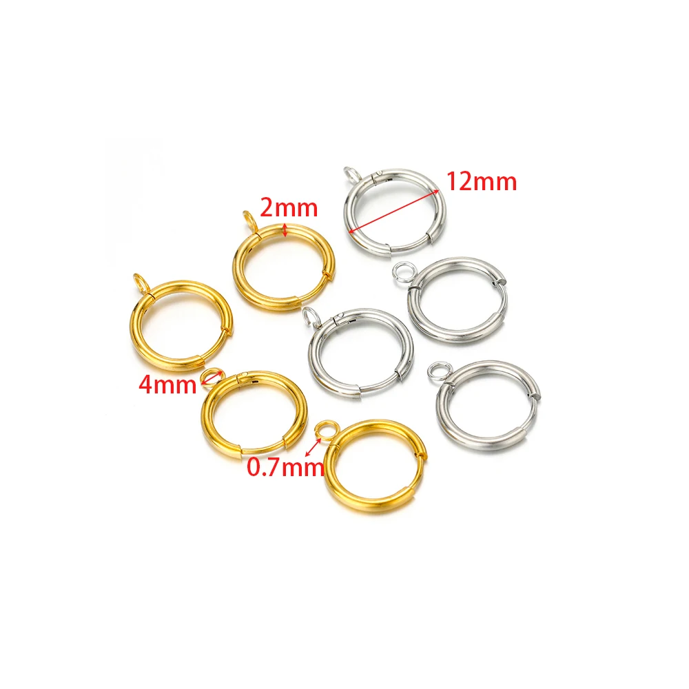10Pcs/lot Stainless Steel Gold Color Earrings Hooks with Ear Post Jump Ring Bulk for DIY Jewelry Making Trendy Earrings Supplies