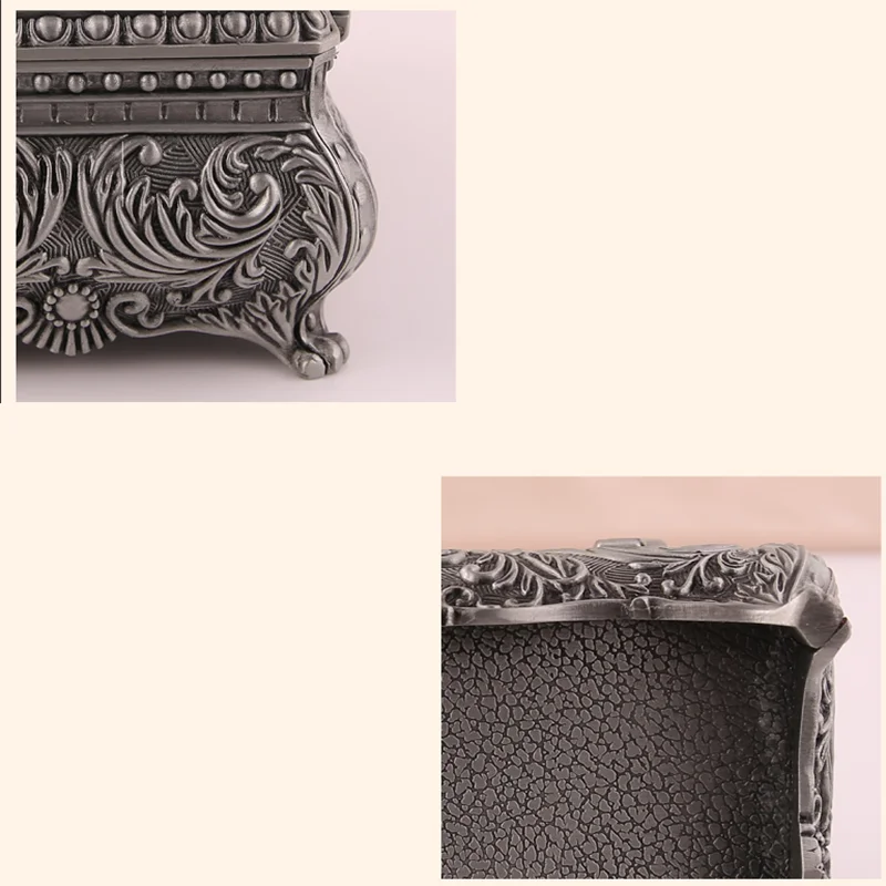 Light Luxury European Style Jewelry Box Metal Retro Jewelry Box Creative Jewelry Storage Box Exquisite Desktop Decorations