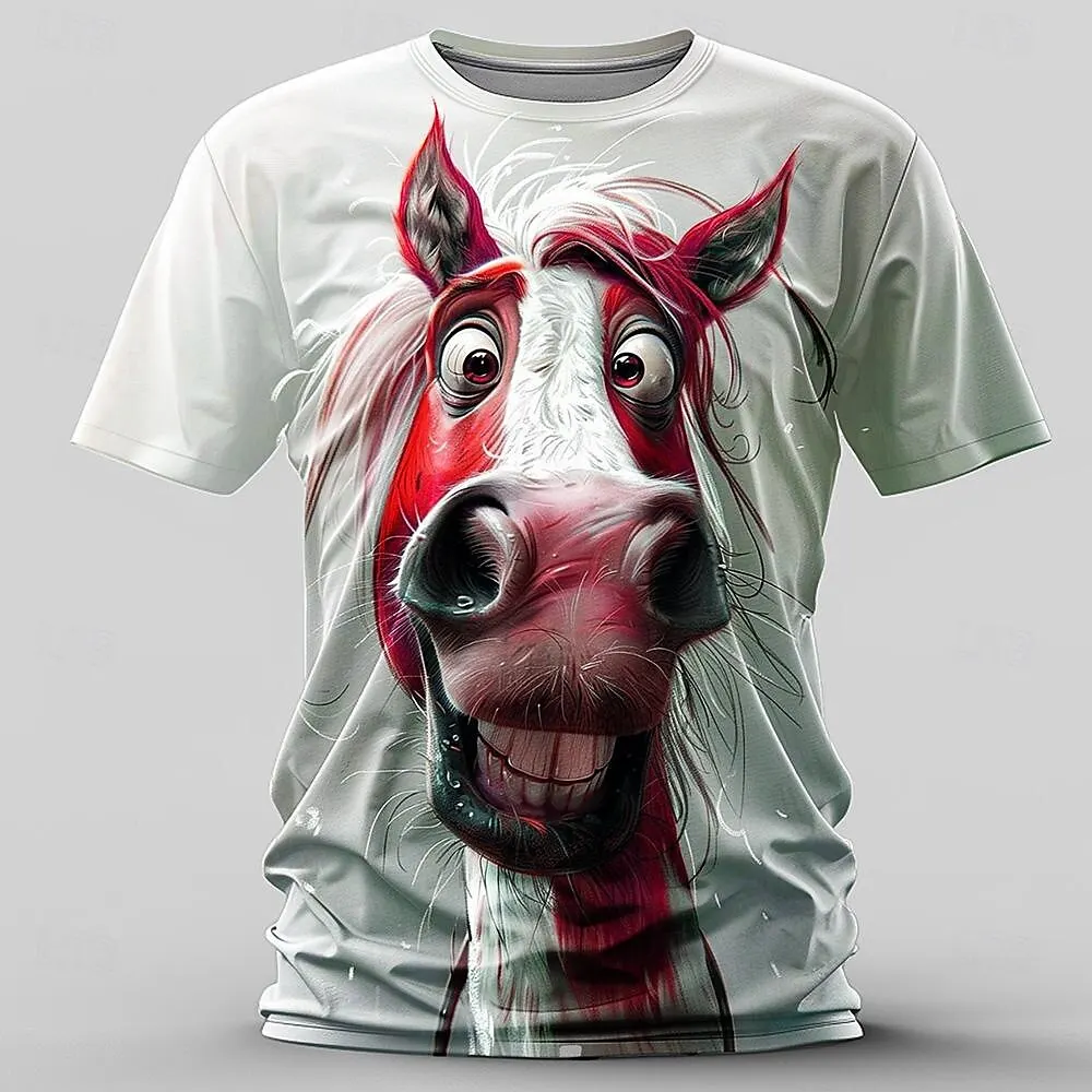 Funny Donkey Print T Shirt For Men Hip Hop Trend Clothing Fashion 3D Animal Pattern Tees Summer Casual O-neck Short Sleeve Tops