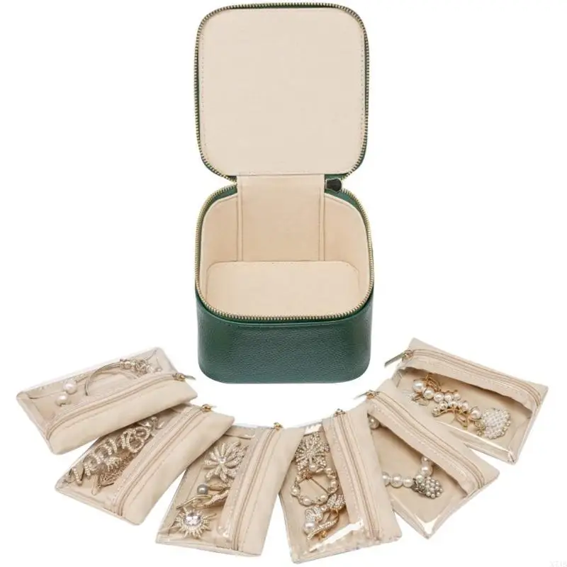  Compact Jewelry Case Stylish PU Leather Box for Earrings and Rings Jewelry Bag