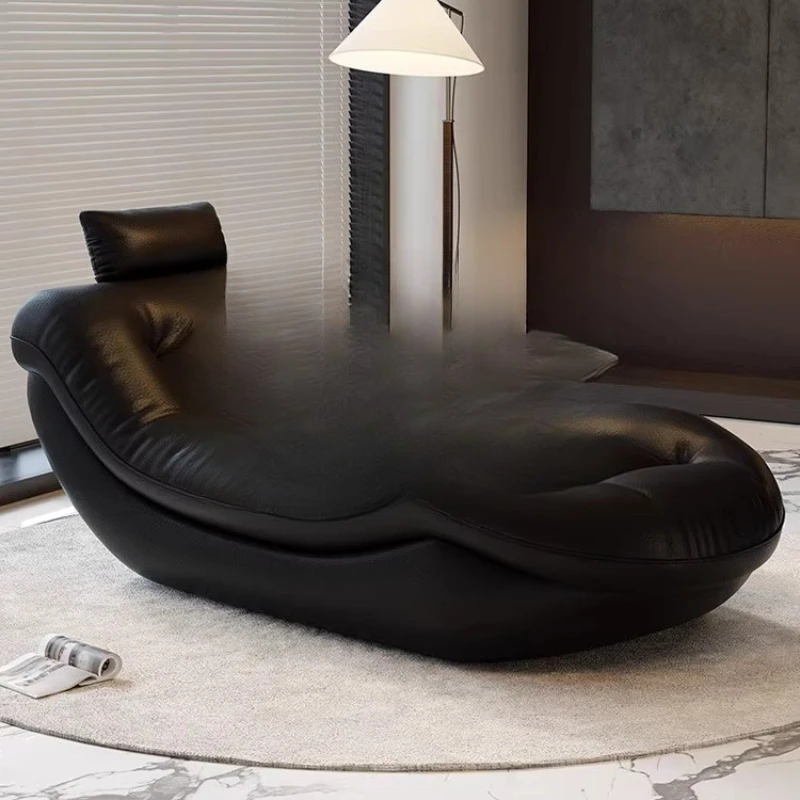 

Italian minimalist leather sofa, casual lazy sofa, reclining and sleeping concubine chair