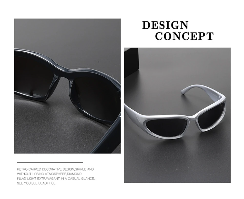 VIVIBEE Y2K Sonnenbrille für Damen, Steampunk-Spiegelgläser, Weiß, Sport-Schutzbrille, UV400, Punk-Sonnenbrille, Trendprodukt 2026 – Detail 5