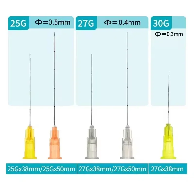 필러 주입용 일회용 무딘 팁 캐뉼라 바늘, 요산 페이셜 필링 문신 용품, 22G, 23G, 25G, 27G, 30G, 50-100 개