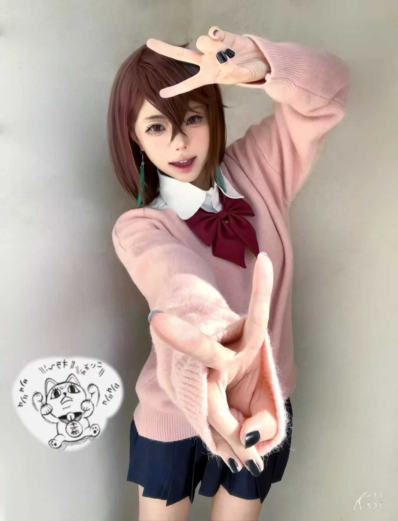 مومو Ayase تأثيري حلي شعر مستعار أنيمي Dandadan سترة تنورة زي مدرسي أقراط المختنق الجوارب حفلة عيد الميلاد للفتيات النساء