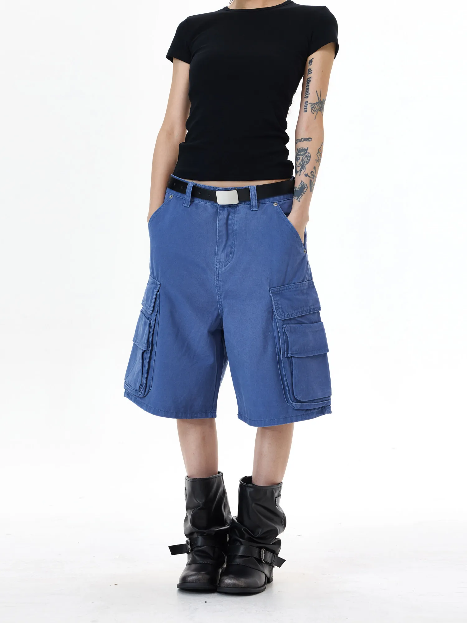 

American High Street Retro Workwear Shorts Men's Women's Loose Fit Multi-Pocket Casual Shorts Slimming Summer Denim Jeans