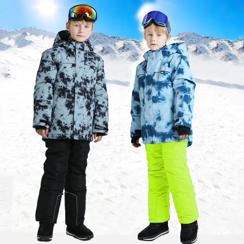 

Winter Outdoor Kids Ski Tracksuit Warm Fleece Jacket Pants Children Snow Clothing Sets Waterproof Teeneger Boy Girl Snow Suits