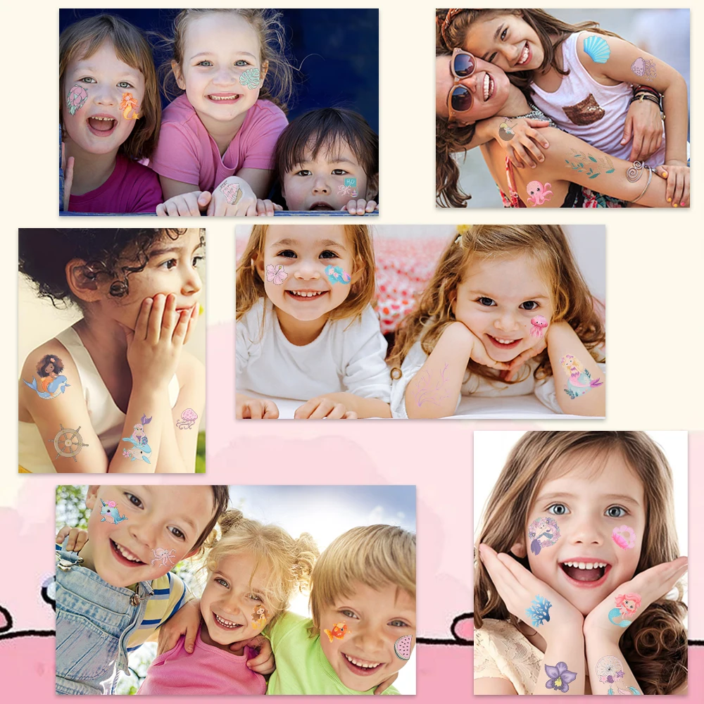 10 Stuks Esthetische Schattige Zeemeermin Tattoo Stickers Waterdicht Kids Diy Cartoon Nep Arm Tattoo Voor Body Art Tijdelijke Tatoo Stickers