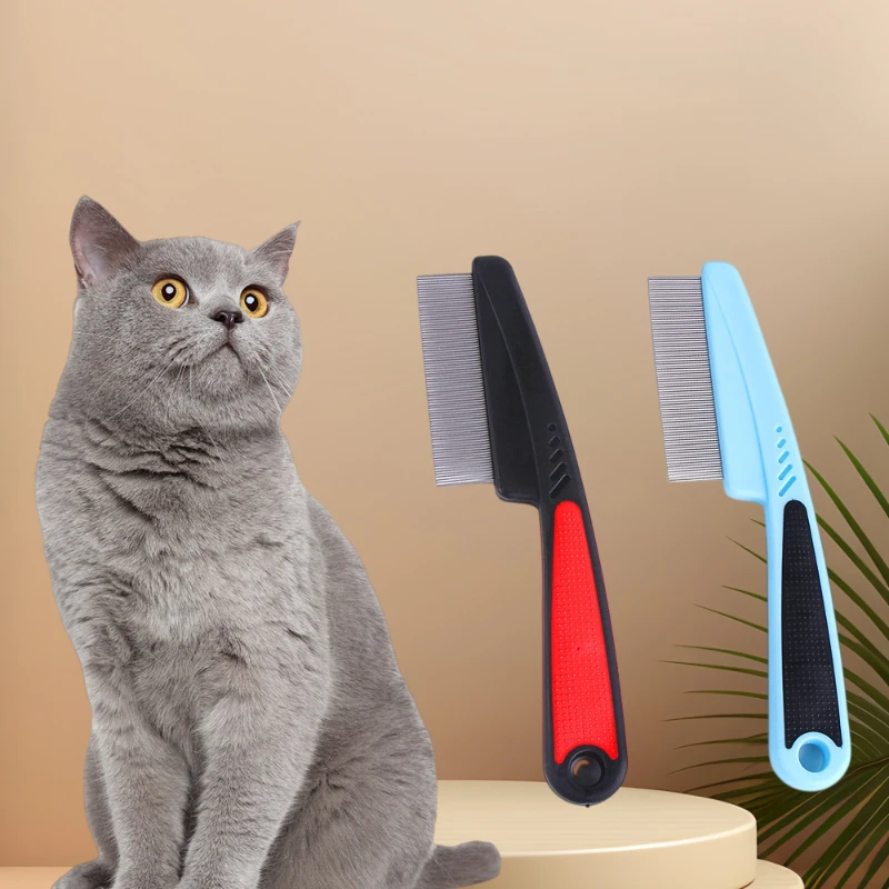 الحيوانات الأليفة رعاية الحيوانات الأليفة مقبض طويل الحيوانات الأليفة مشط البرغوث مشط للقطط الكلب الفولاذ المقاوم للصدأ مشط التخلص من الديدان افتتاح عقدة الكلب القط الاستمالة مشط #1