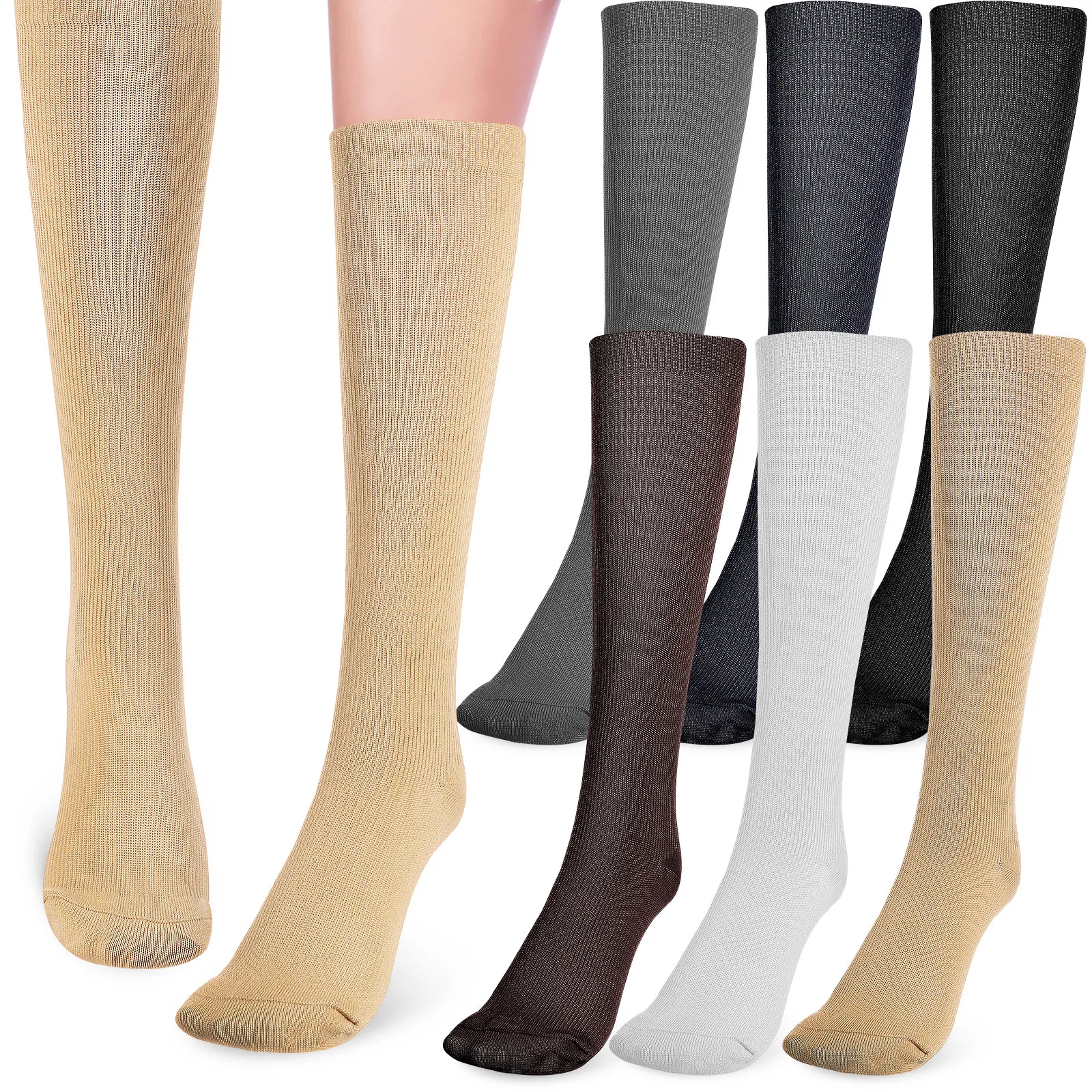 6Pairs Compression Stockings Sports Breathable Athletic Knee High Socks Unisex Large Xl Leg Fatigue Relief Compression Socks