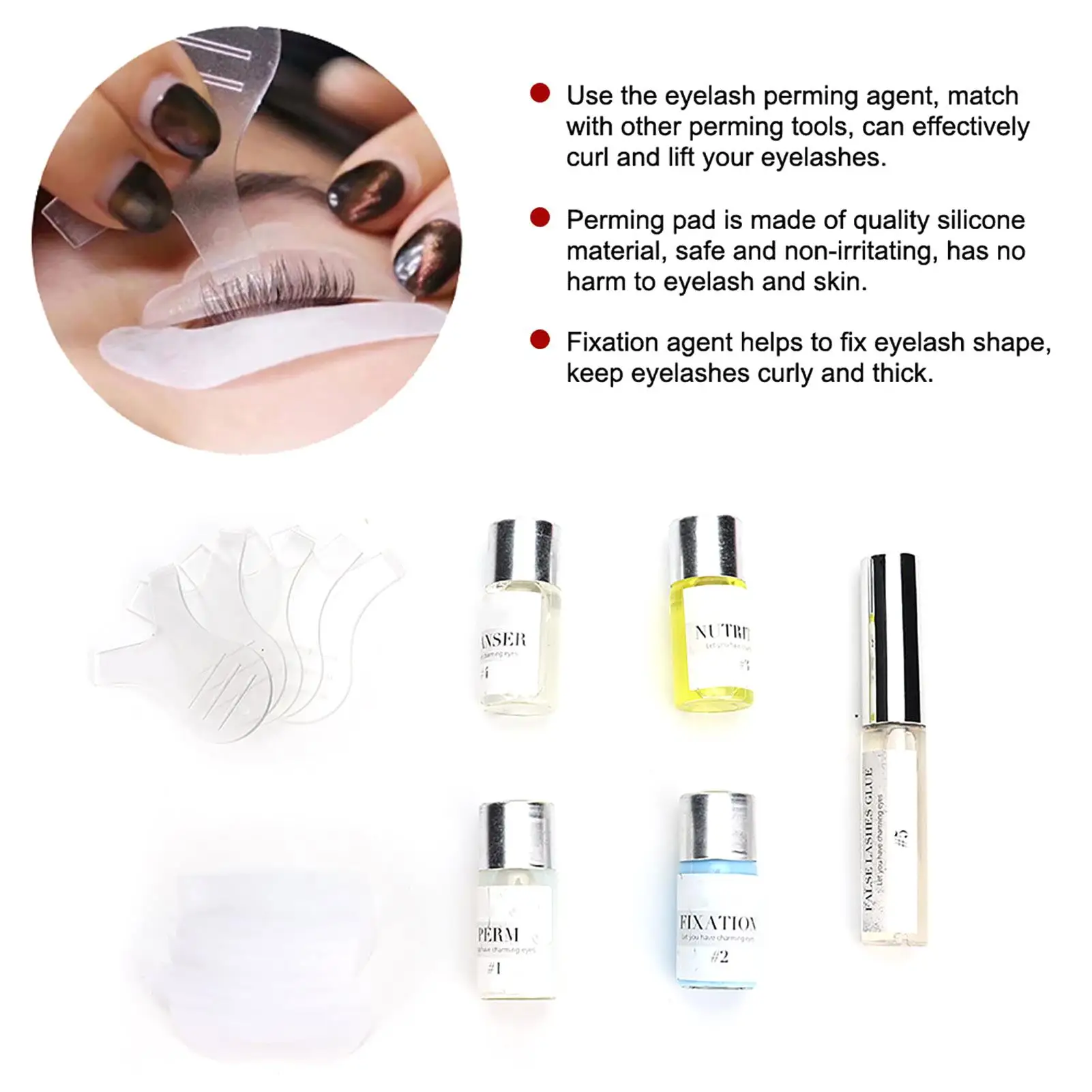 Wimpern-Dauerwelle-Kit Curling-Set mit Silikon pad und Y-förmigem Pinsel-Pflege mittel, Fixierung, Make-up-Tools für Wimpern lifting