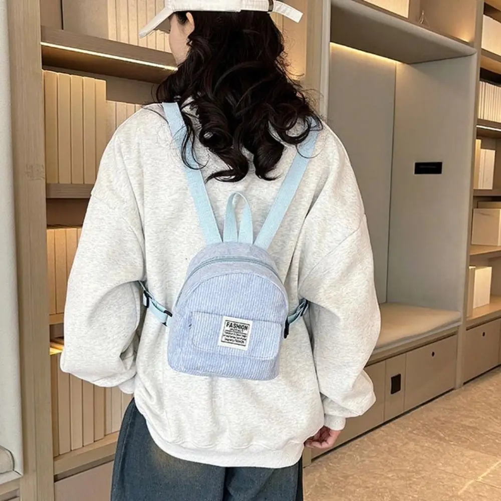 

Simple Phone Bags Corduroy Backpack Handbag Korean Style Mini Shoulder Bags Solid Color Rucksack Women School Bags Student
