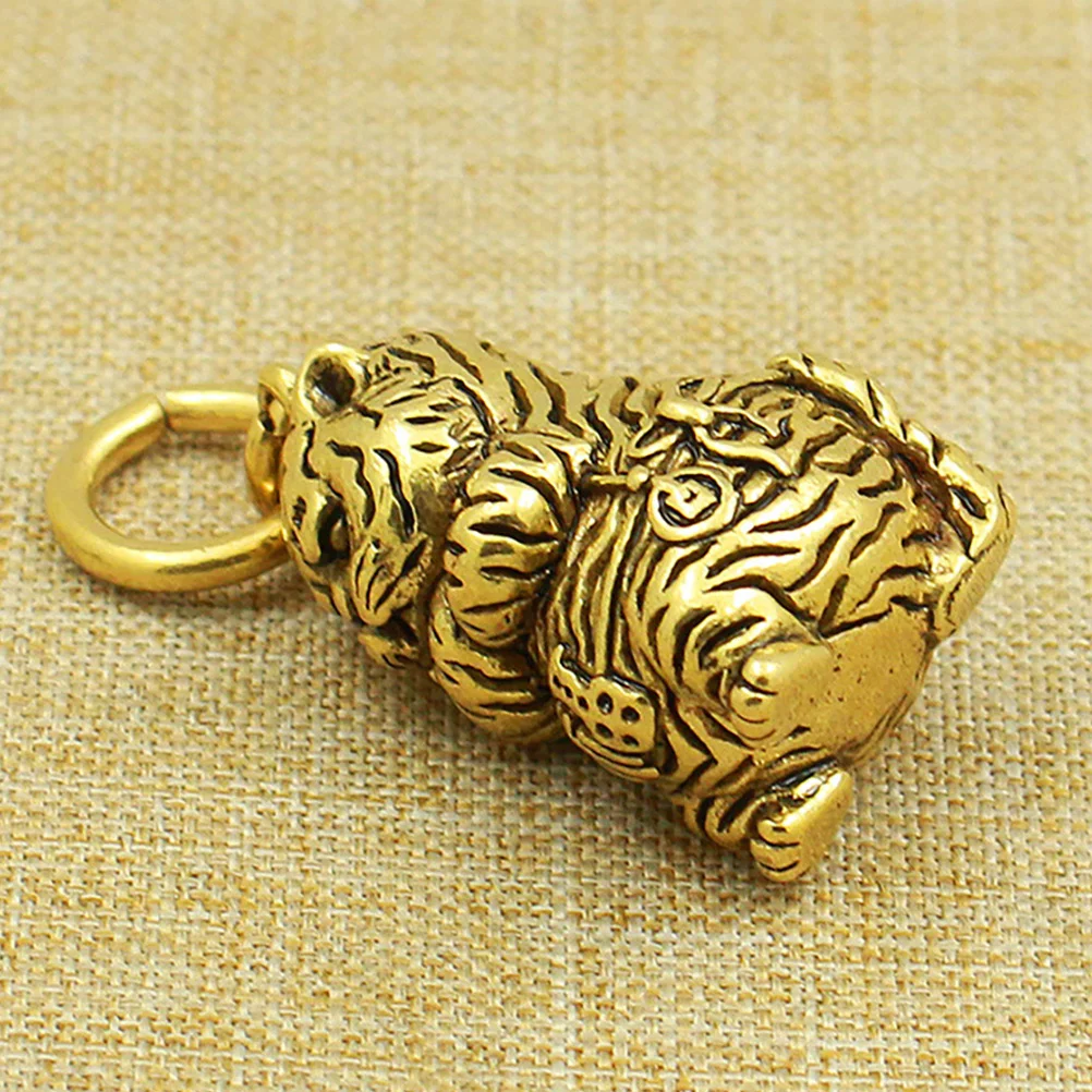 

2 Pcs Tiger Keychain Chinese Style Jewelry Pendant Golden Cute Pendants