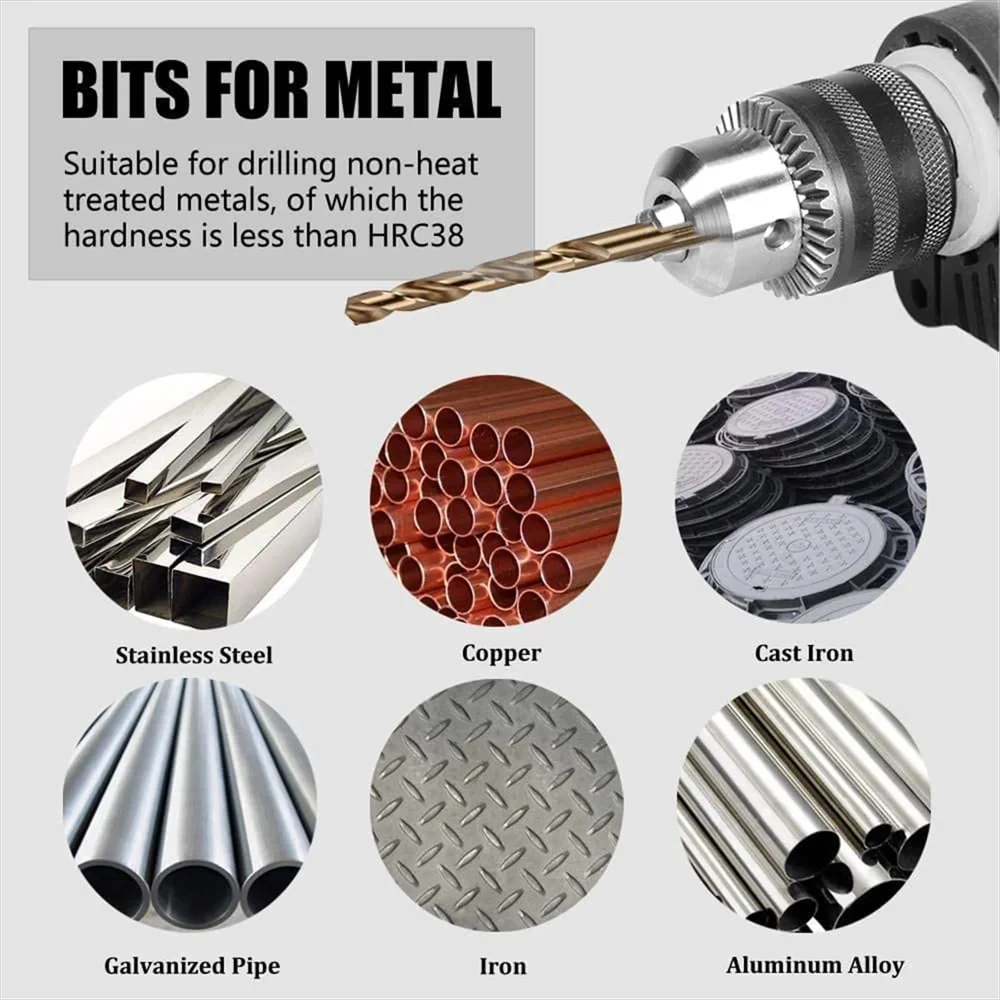 19pcs/set,M35 Cobalt Twist Drill Bit Set,With Iron Box,Metric Drilling Tool,HSS-Co Drill Bit,For Stainless Steel Metal Iron&Wood