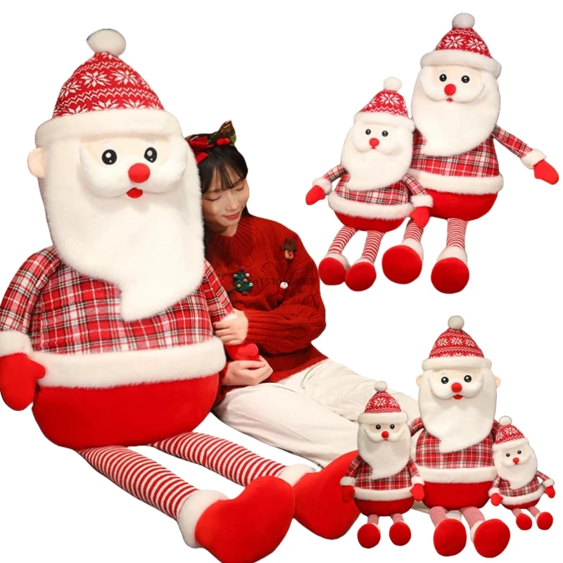 Cartoon 70-150cm Santa Claus Stuffed Toy Plush Dolls Super Soft Pillow Home Office Party Decor Baby Christmas Presents For Girls