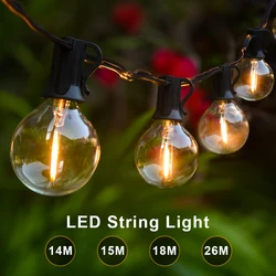 18m 26m g40 LED Lichterkette Lichterkette Outdoor Licht Girlande Retro Hochzeit Hinterhof Dekoration Garten Terrasse Lichterkette