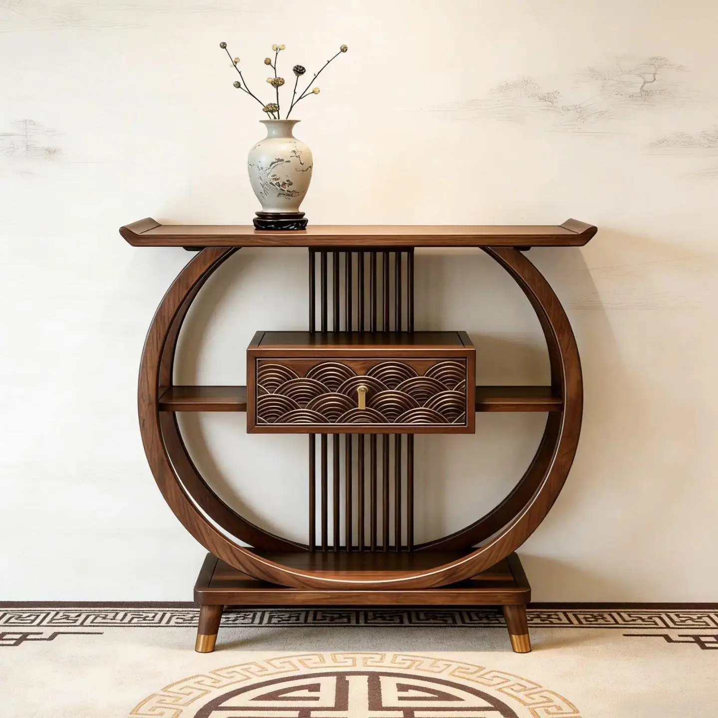 Ebony Entrance New Black Walnut Song's Aesthetic Entrance Table New Chinese Entrance Table Chinese Style Living Room