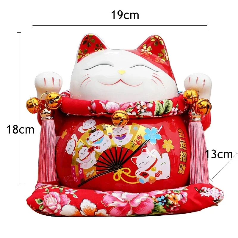 7 inch Ceramic Maneki Neko Lucky Cat Money Box Fortune Cat Home Decor Piggy Bank Festival Mascot Wedding Gift