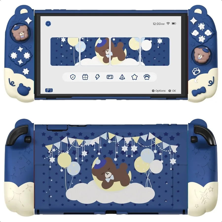 

Good Night Bear Dockable Case for Switch 2 with Stand Split Design Silicone Joycon Grips PC Console Hard Shell 2 Joystick Caps