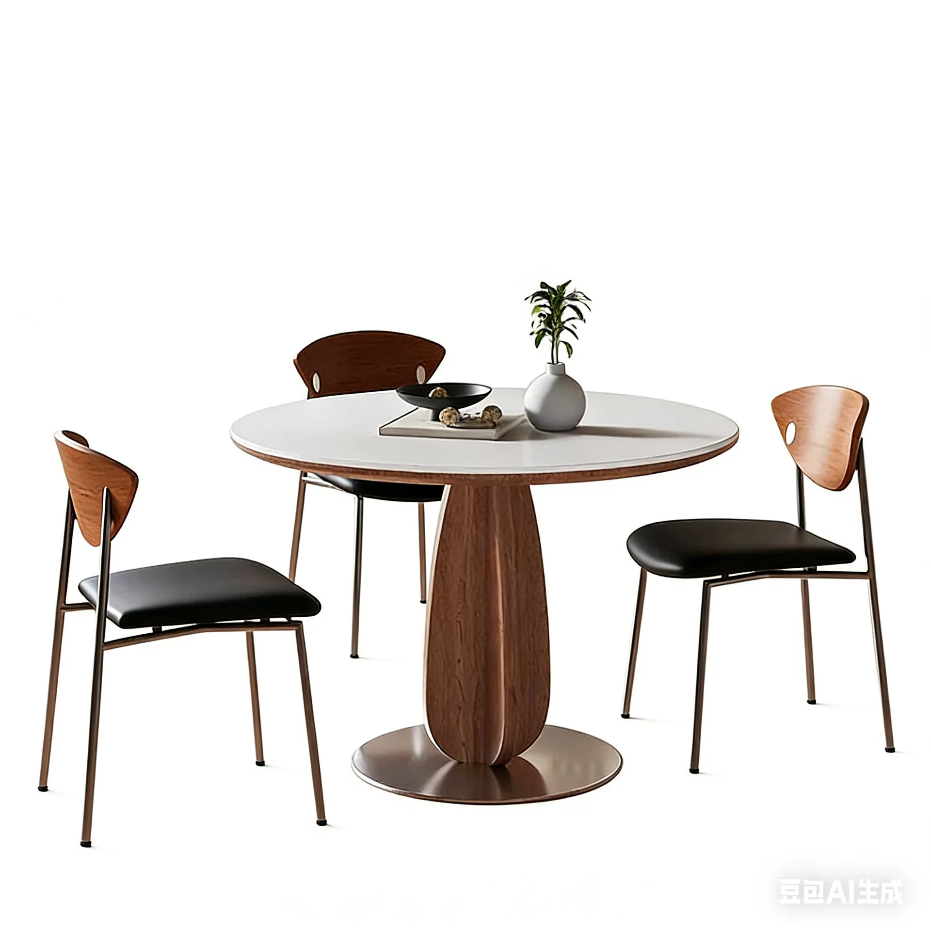 Canapé en noyer couleur Yinuo, table ronde en dalle de roche, table de négociation, table ronde médiévale, table à manger ronde