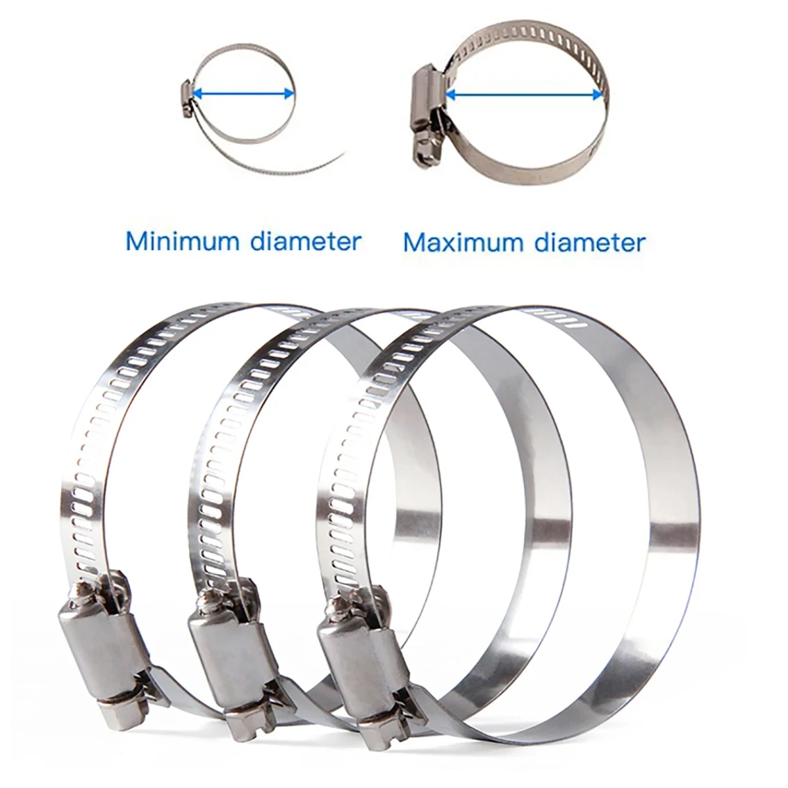 5PCS Stainless Steel Adjustable Drive Hose Clamp Suitable For Automotive Fuel Pipelines And Water And Gas Pipelines