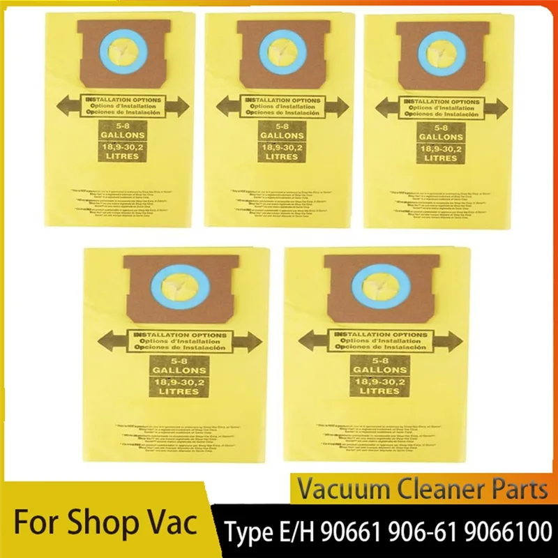 FGGS-لأكياس فلتر المكنسة Shopvac من النوع E للمكانس الكهربائية الجافة سعة 5-8 جالون - 9066100 90661 90671 9067100 مجموعة الغبار