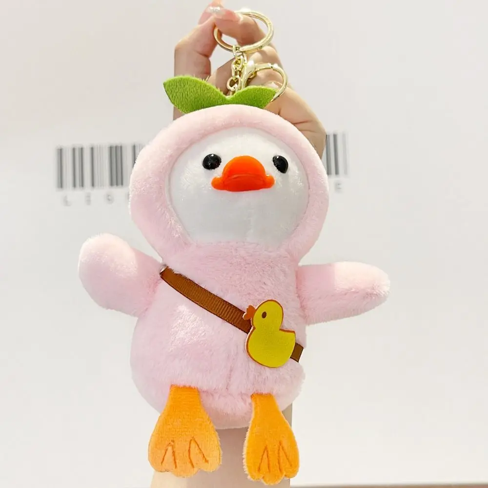 Anime Fluffty Toy Duck Plush Keychain Simulation Stuffed Little Yellow Duck Keyring Soft Bag Hanging Plush Backpack Pendant