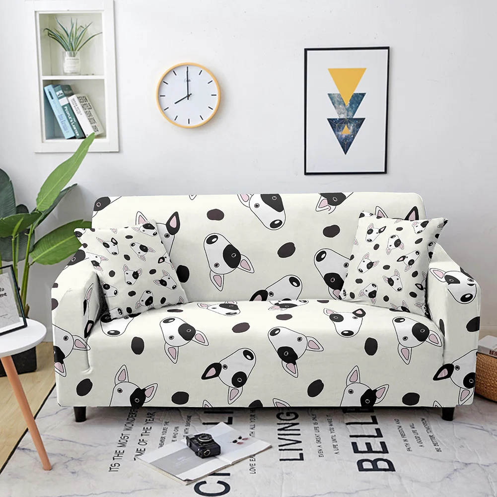 Cute Little Dog Cartoon Pattern Sofa Cover Fully Packaged Elastic Dustproof Wrinkle Resistant Multi-person Sofa Universal