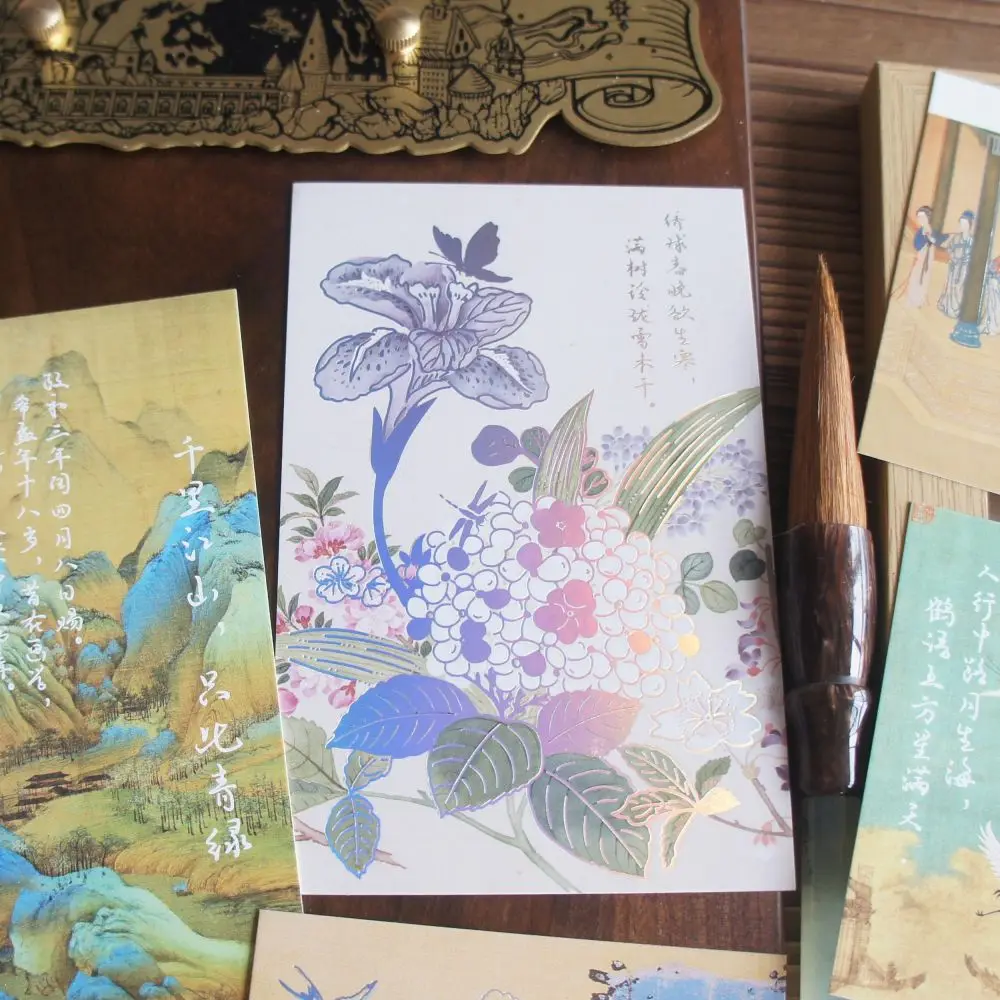 6 pcs Famous Ancient Chinese Paintings and Calligraphy Design As Post Card Gift Greeting Cards Party Invitation Scrapbooking Use