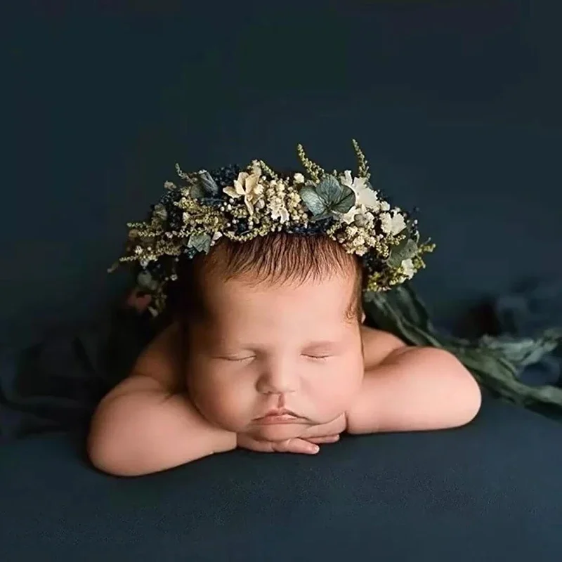 Newborn Photography Props Artificial Baby Head Band Flower Headband Infant Photo Shoot Accessories Headwear Photo Props