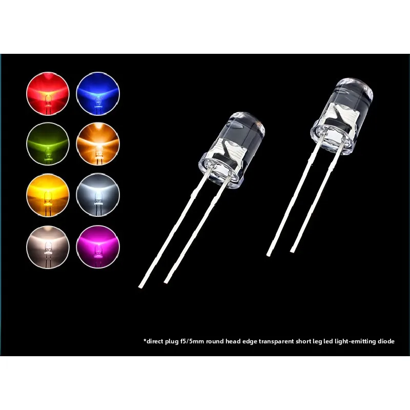 

1000PCS Direct Plug F5 5mm Round LED Beads Emerald Green Pink Blue Orange Purple